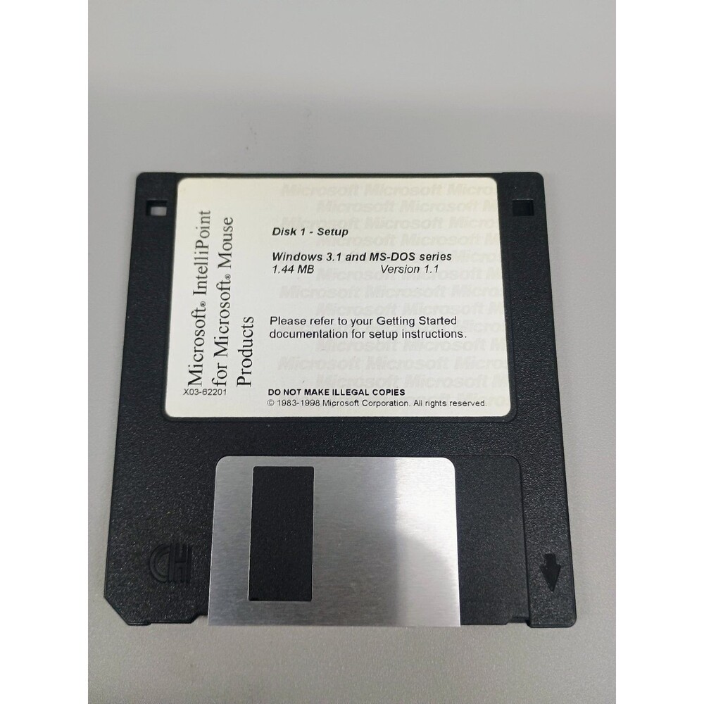 Microsoft IntelliPoint Mouse Software Floppy Disk 1.44MB Windows 3.1 MS-DOS